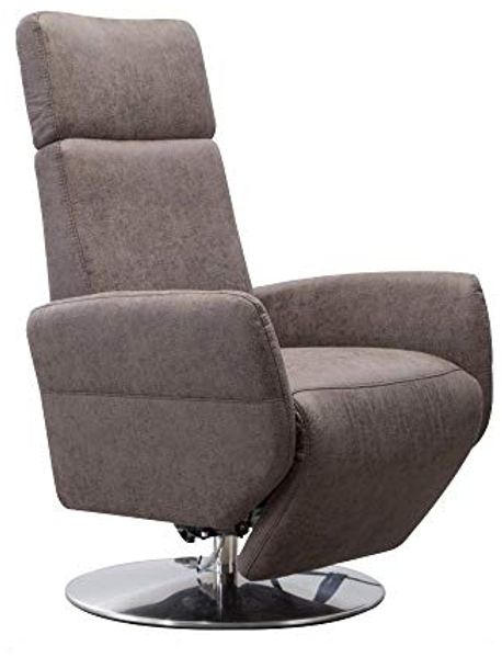 Cavadore TV-Sessel Cobra / Fernsehsessel mit Liegefunktion, Relaxfunktion / Stufenlos verstellbar / Ergonomie S / Belastbar bis 130 kg / 71 x 108 x 82 / Lederoptik Dunkelbraun