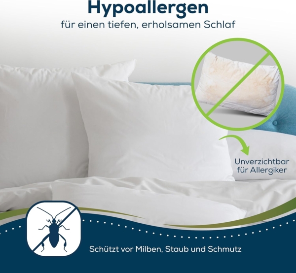 Sensalou Microfaserkissen Kopfkissenbezug mit Reißverschluss wasserdicht weiß - 2 Stück, Set, 2er Set Bild 3