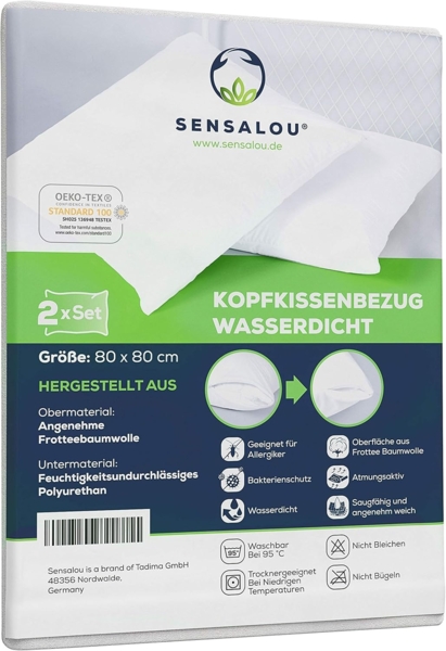 Sensalou Microfaserkissen Kopfkissenbezug mit Reißverschluss wasserdicht weiß - 2 Stück, Set, 2er Set Bild 8