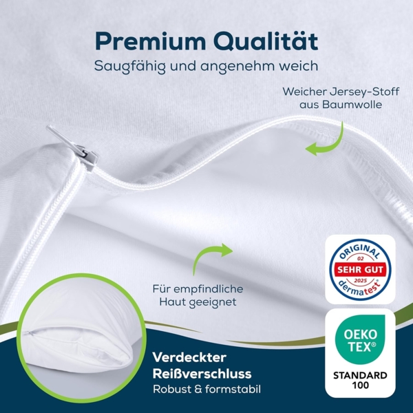 Sensalou Microfaserkissen Kopfkissenbezug mit Reißverschluss wasserdicht weiß - 2 Stück, Set, 2er Set Bild 5