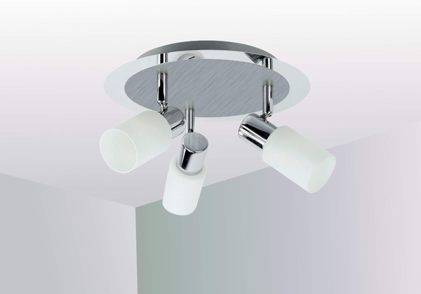 TRANGO LED Deckenleuchte, 3-flammig 2007-38R LED Deckenlampe in Rondell Chrom-Optik & ALU gebürstet *GRACE* inkl. 3x G9 LED Leuchtmittel 3.000K warmweiß Badleuchte, Flurleuchte, Küchenleuchte, Schwenkbare LED Deckenspots, Kronleuchter