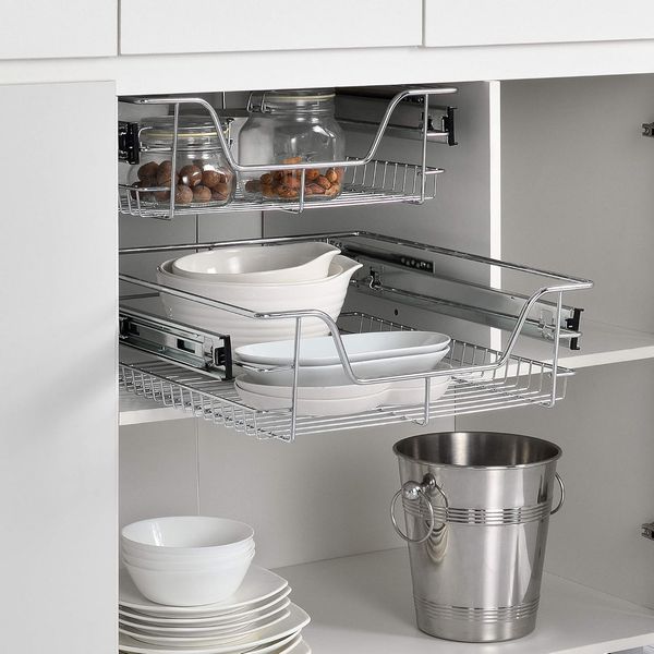 2er-Set Teleskopschublade 47x44x14 cm Stahl Silber [en. casa]