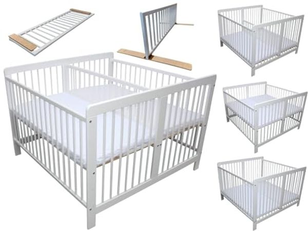 Micoland Kinderbett Zwillingsbett Zwillingskinderbett Kinderbett für Zwillinge 2in1