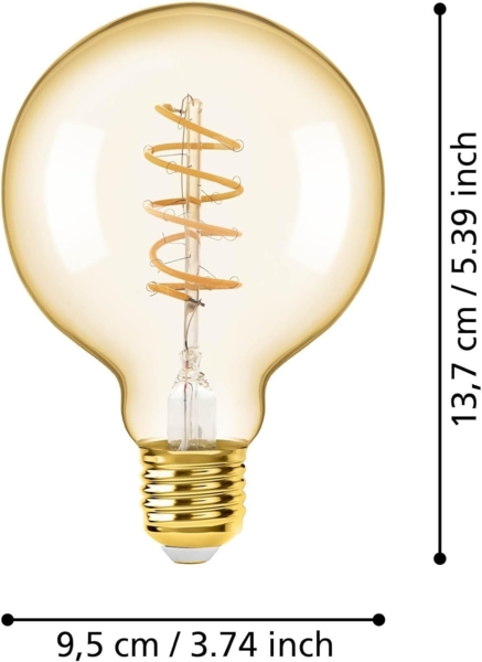 Eglo 110081 LED Filament Leuchtmittel E27 Decorative Spirale L:13. 7cm Ø:9. 5cm dimmbar 2200K Bild 3
