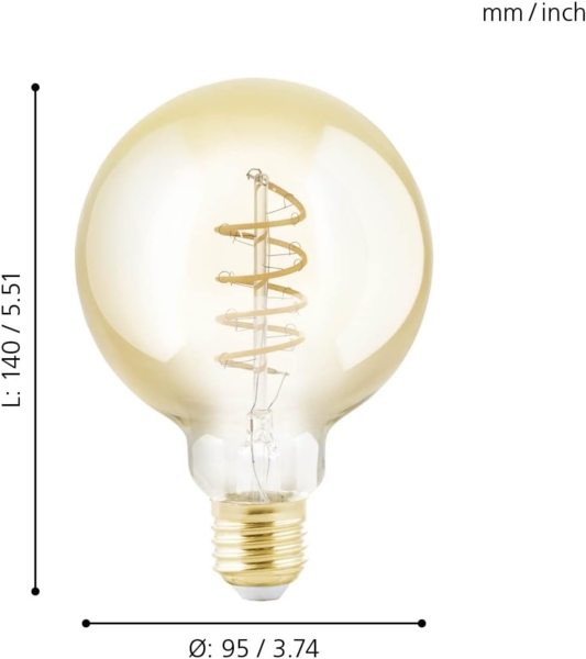 Eglo 110081 LED Filament Leuchtmittel E27 Decorative Spirale L:13. 7cm Ø:9. 5cm dimmbar 2200K Bild 7