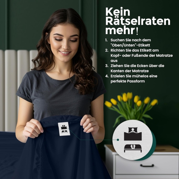 Utopia Bedding - Spannbettlaken 90x200 cm Bis 30 cm - Marineblau - Oeko-Tex Zertifiziertes - Gebürstete Mikrofaser Spannbetttuch Bild 5