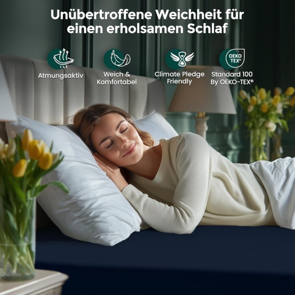 Utopia Bedding - Spannbettlaken 90x200 cm Bis 30 cm - Marineblau - Oeko-Tex Zertifiziertes - Gebürstete Mikrofaser Spannbetttuch Bild 3