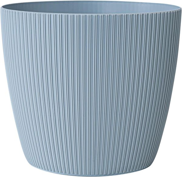 KONZEPT Blumentopf groß, gerillte Struktur 26/30cm, Übertöpfe für Zimmerpflanzen, aus Kunststoff ideal für Wohnzimmer, Küche und Balkon