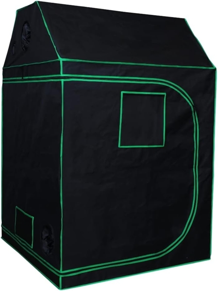 Growbox Gewächshaus Schwarz Grün Indoor Pflanzenzelt Zuchtzelt Dachschräge Zuchtschrank Grow Tent Frühbeet Zimmergewächshaus Growschrank Growroom