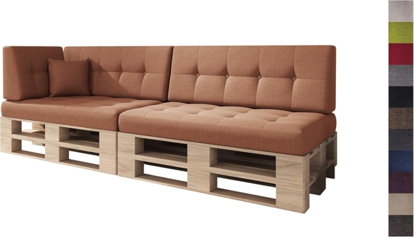 sunnypillow Palettenkissen Kaltschaum Palettenauflage Palettenpolster Palettensofa Sitzkissen Rückenlehne gesteppt 6er Set Orange