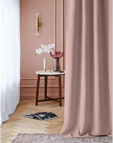 ROOM99 Vorhang mit Ösen Laurel 140x280 cm Breite x Höhe Verdunkelung Blickdicht Schiebegardinen Curtain Wohnzimmer Schlafzimmer Puderrosa, 1 Stück