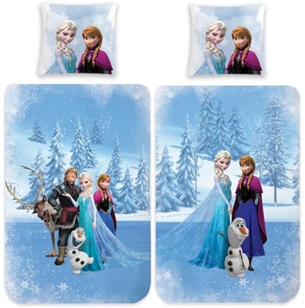 BERONAGE Kinderbettwäsche Frozen Die Eiskönigin Bettwäsche Sven Biber / Flanell, 100% Baumwolle, 2 teilig, 135x200 + 80x80 cm