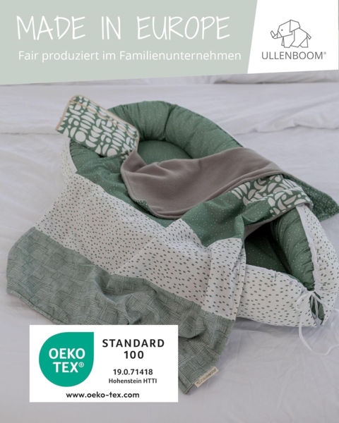 ULLENBOOM ® Babydecke 70x100 cm, Grün (Made in EU) - Aus Baumwolle & flauschigem Fleece (OEKO-TEX Standard), Baby Decke Neugeborenen, ideal als Kinderwagendecke oder Kuscheldecke Bild 3