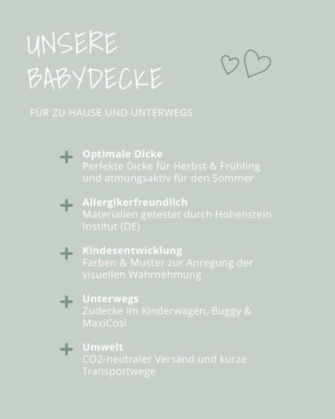 ULLENBOOM ® Babydecke 70x100 cm, Grün (Made in EU) - Aus Baumwolle & flauschigem Fleece (OEKO-TEX Standard), Baby Decke Neugeborenen, ideal als Kinderwagendecke oder Kuscheldecke Bild 4