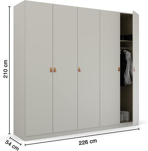 Kleiderschrank Drehtürenschrank Quadra-Spin | 5-türig | seidengrau | 226x210 | Griff Homey Bild 3