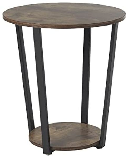 Beistelltisch 'Orick' dunkler Holzfarbton / schwarz rund