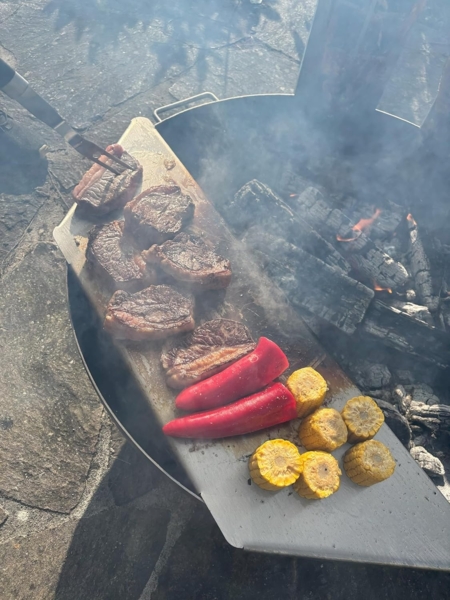 SOUK ONE Feuerplatte Plancha Platte aus Edelstahl 4mm, Grillplatte passend für Feuertonne 100 cm (Lieferung ohne Feuerschale) Bild 8