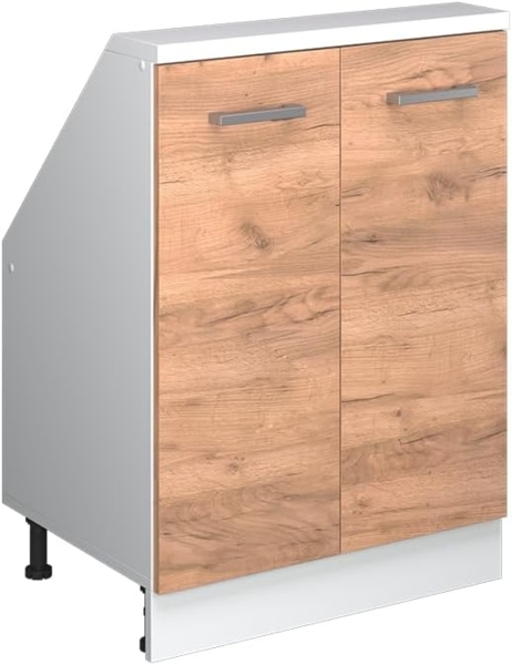 Küchenschrank für Dachschrägen R-Line Goldkraft Eiche 60 cm mit 2 Türen Vicco