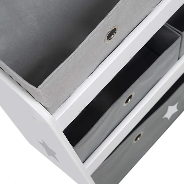 roba Spielregal 'Stars' - Spielzeugregal mit 5 Stoffboxen - Aufbewahrungsregal - Grau / Weiß Bild 6