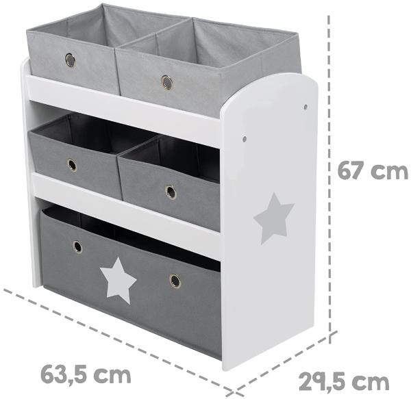 roba Spielregal 'Stars' - Spielzeugregal mit 5 Stoffboxen - Aufbewahrungsregal - Grau / Weiß Bild 3