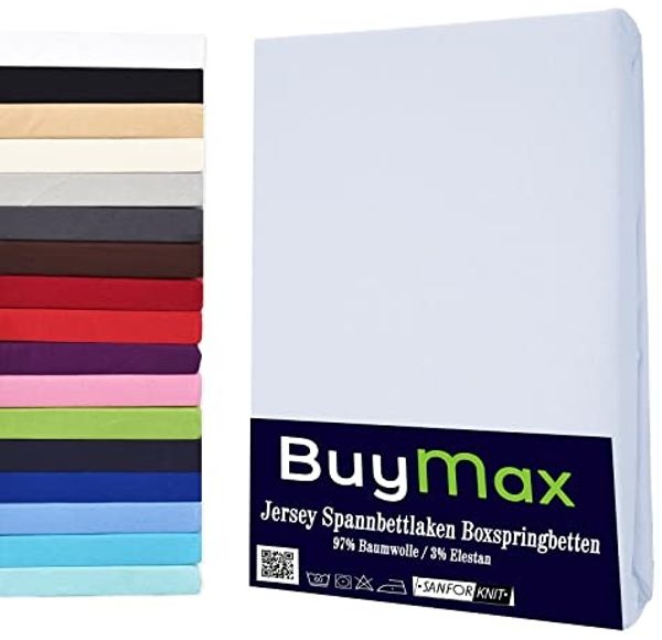 Buymax Spannbettlaken Stretch 140x200-160x220 cm für Wasserbetten und Boxspringbetten Bettbezug für Matratzen bis 35 cm Matratzenhöhe, Weiß