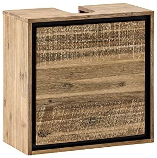 Waschbeckenunterschrank massivum Jolo Akazie gebürstet hängend 51x51x25 cm Echtholz Badmöbel rustikal Gäste-WC klein