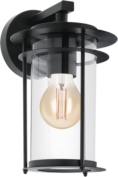 Eglo 96239 Outdoor Wandleuchte VALDEO schwarz klar L:16,5cm H:27,5cm T:20cm IP44