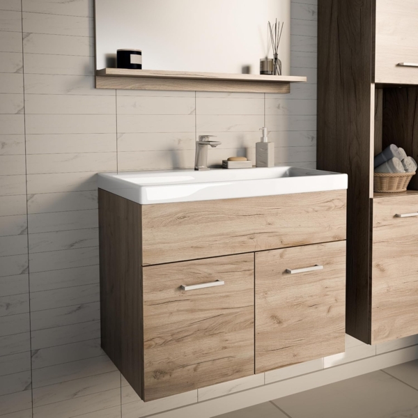 Waschtisch mit Waschbecken Krildihana 61x40x50 cm Eicheoptik [en. casa]