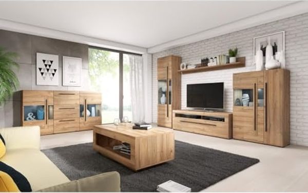 Lomadox Wohnzimmer-Set TURDA-83, (Mega-Spar-Set, 6-St, 6-tlg), Grandson Nb. mit LED Beleuchtung 320/104/50 cm