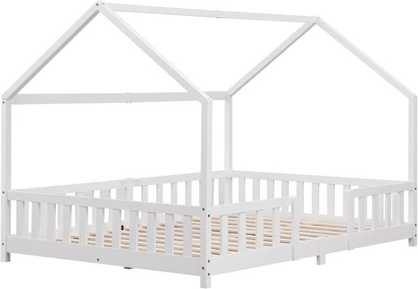 Kinderbett Sisimiut 140x200 cm mit Rausfallschutz Weiß [en. casa] Bild 2