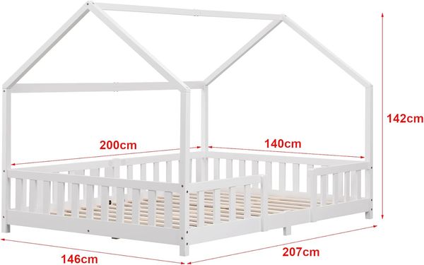 Kinderbett Sisimiut 140x200 cm mit Rausfallschutz Weiß [en. casa] Bild 8