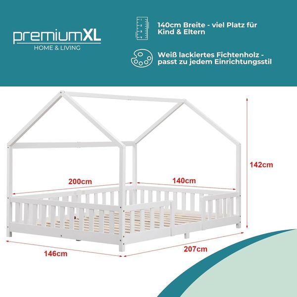 Kinderbett Sisimiut 140x200 cm mit Rausfallschutz Weiß [en. casa] Bild 6