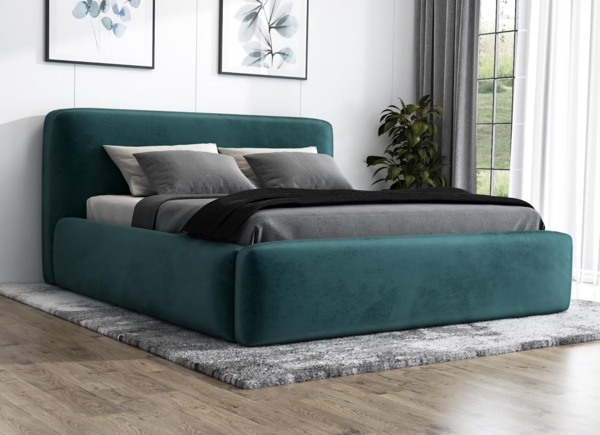 Polsterbett LUMO 160x200 mit Matratze, Bettkasten und Lattenrost. Farbe: Minze 13