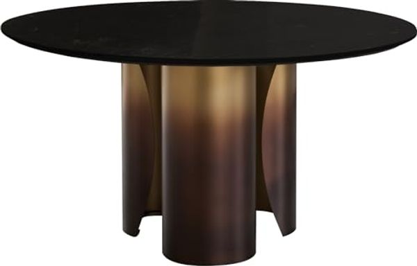 Esstisch Adenza Rund 140x140 cm Marmor Schwarz Silber Metall Gold Ombre