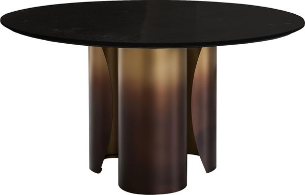 Esstisch Adenza Rund 140x140 cm Marmor Schwarz Silber Metall Gold Ombre