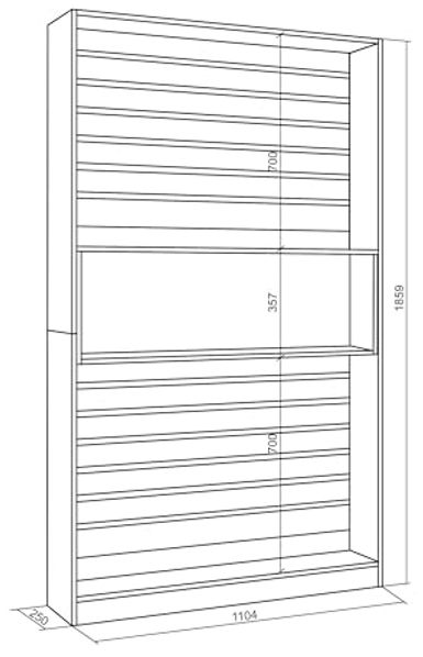 Skraut Home | Bücherregal Bibliothek | Bookshelf, Bookcase | 110 x 186 x 25 cm | Wohnzimmer, Esszimmer, Büro | Aufbewahrungsregal | Moderner Stil | Weiß und Schwarz Bild 3