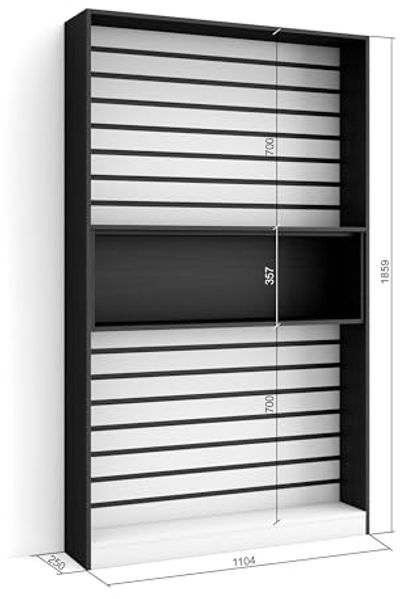 Skraut Home | Bücherregal Bibliothek | Bookshelf, Bookcase | 110 x 186 x 25 cm | Wohnzimmer, Esszimmer, Büro | Aufbewahrungsregal | Moderner Stil | Weiß und Schwarz Bild 4