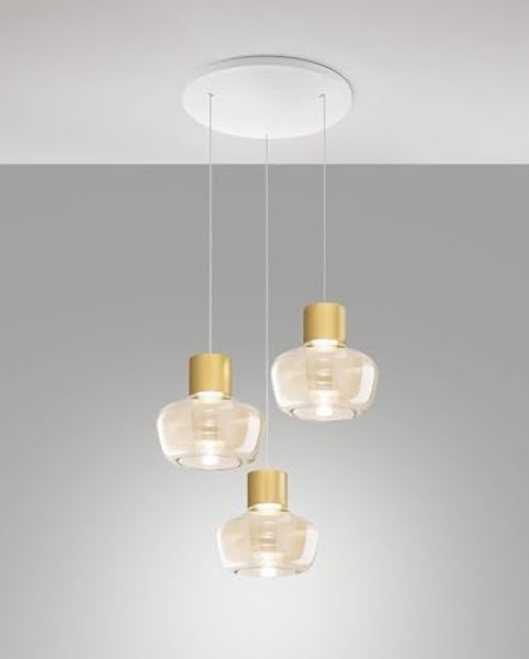 Fabas Luce 3767-47-365 LED Pendelleuchte Kino 3-flammig cognac