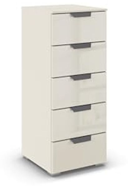 rauch Aditio Box, Kommode, 5 Schubladen, mit Glasfront, mit Softclose-Funktion, Farbe Beige, BxHxT 40x100x42cm