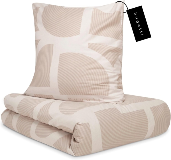 bugatti Bettwäsche Satinbettwäsche bugatti, Mako-Satin, 2 teilig, mit abstraktem Muster