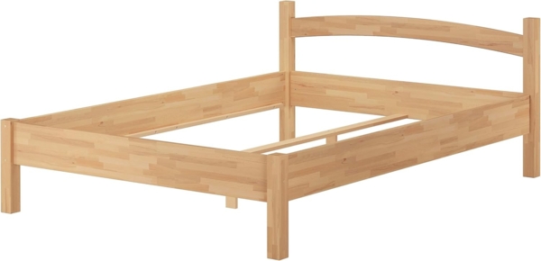 Erst-Holz breites Einzelbett aus massiver Buche 120x200 cm inkl. Matratze und Rollrost, natur