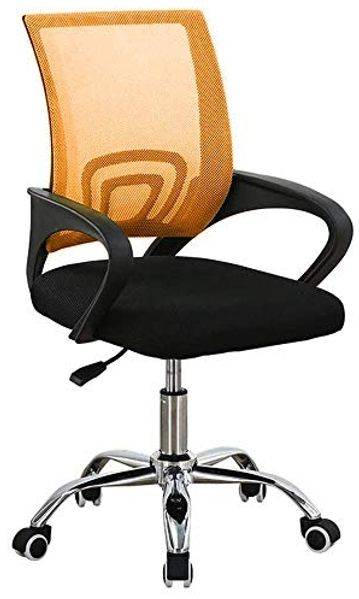 BAKAJI Bürostuhl Ergonomisch aus atmungsaktivem Netzgewebe, Basis mit 5 Rassen aus Stahl, drehbar um 360 Grad, höhenverstellbar, zur Dekoration des Hauses oder Schlafzimmers (Orange)