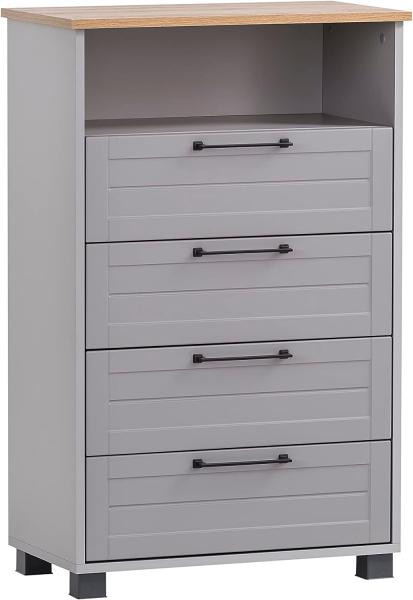 SCHILDMEYER Unterschrank Kommode Badschrank Badmöbel platingrau 62,4 x 102 x 34,1 cm