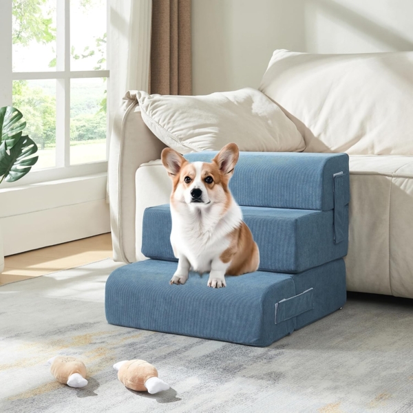 Haustiertreppe Joelerhatra 4-tlg. 45x50x45 cm Cord Blau [en. casa]