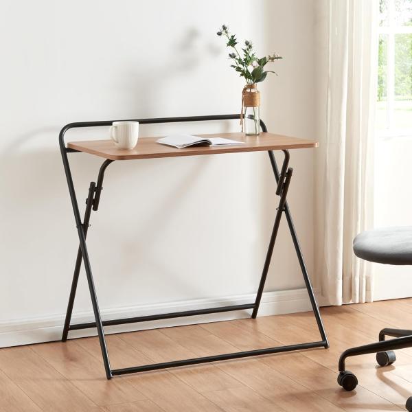 Klappbarer Schreibtisch Kvitsøy 85x50x80cm Schwarz/Eiche [en. casa]