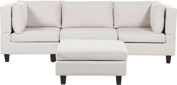 Beliani 'Unstad' Sofa, Beige, Leinenoptik, 72 x 76 x 228 cm, mit Ottomane, Einzelsofa