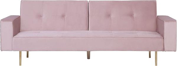 Schlafsofa 3-Sitzer Samtstoff rosa VISNES