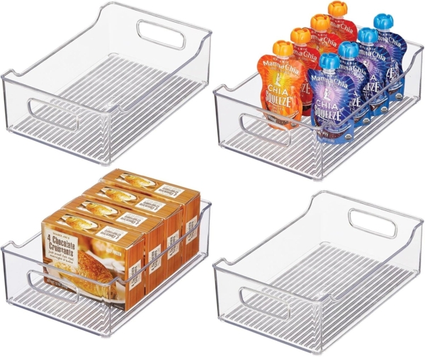 4er Set Kühlschrank Aufbewahrungsbox Griffe Gefriertruhe mDesign transparent