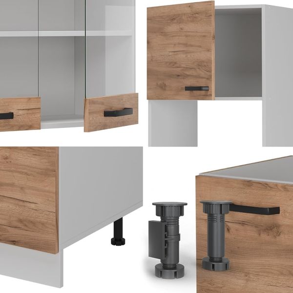 Eckküche R-Line Goldkraft Eiche/Weiß 247 x 237 cm AP Marmor Vicco Bild 5