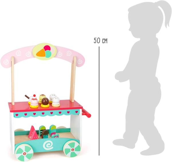 Small Foot 11065 Eiswagen aus Holz, auf beweglichen Rädern, mit 12 verschiedenen Eissorten Spielzeug, Mehrfarbig Bild 6